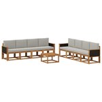 vidaXL Ensemble de canapés d'extérieur 9 pc Naturel et gris clair