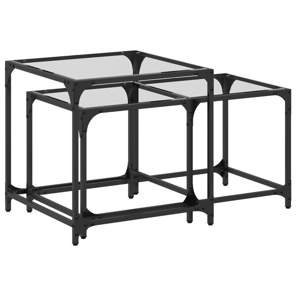 vidaXL Tables basses gigognes 2 Pièces dessus en verre transparent acier