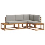 vidaXL Ensemble de canapés d'extérieur 4 Pièce Gris Naturel et Clair