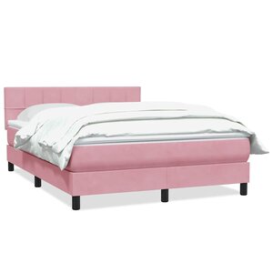 vidaXL Sommier à lattes de lit avec matelas rose 140x210 cm velours