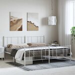 vidaXL Cadre de lit métal sans matelas et pied de lit blanc 193x203 cm