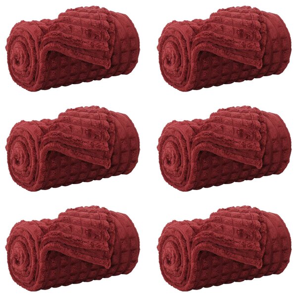 vidaXL Couvertures à jeter 6 Pièces Rouge Bordeaux 150 x 130 cm Toison