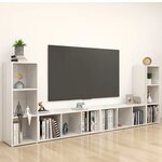 vidaXL Meubles TV 4 Pièces Blanc brillant 107x35x37 cm Aggloméré