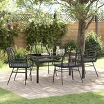 vidaXL Ensemble de salle à manger de jardin 5 pièces avec coussins Noir Poly Rotin
