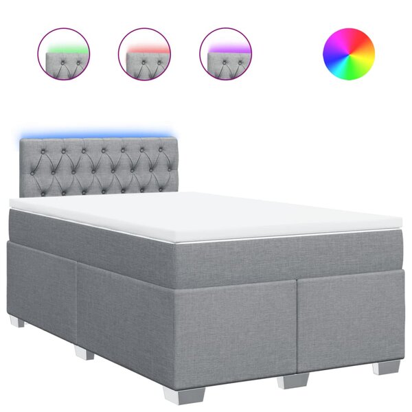vidaXL Sommier à lattes de lit avec matelas Gris clair 120x200cm Tissu