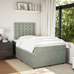 vidaXL Sommier à lattes de lit et matelas Gris clair 120x200cm Velours