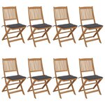 vidaXL Chaises pliables de jardin lot de 8 avec coussins Bois d'acacia