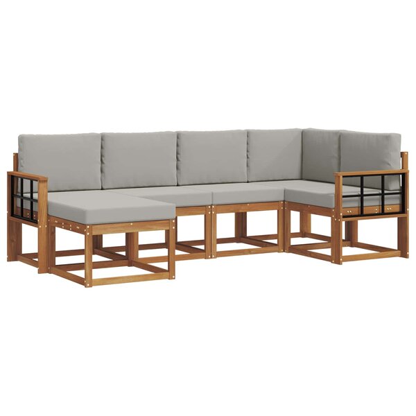 vidaXL Ensemble de canapés d'extérieur 6 Pièces Gris Naturel et Clair