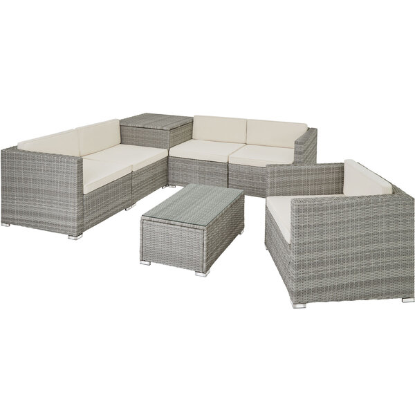 Tectake Canapé de jardin PISE 5 places avec coffre de rangement, variante 2 - gris clair