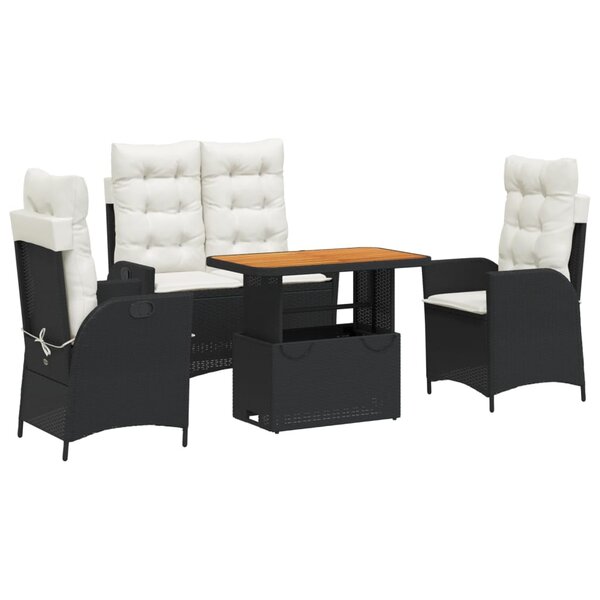 vidaXL Ensemble à manger de jardin 4 Pièces avec coussins noir
