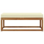 vidaXL Banc de jardin avec coussin Naturel et Crème 115 x 43 x 45 cm