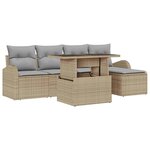 vidaXL Ensemble de canapé de jardin 6 Pièces Beige Poly rotin