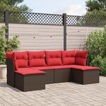 vidaXL Salon de jardin 6 Pièces avec coussins marron résine tressée