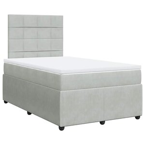 vidaXL Sommier à lattes de lit et matelas gris clair 120x190cm velours