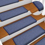 vidaXL Tapis d'escalier 30 pièces 65 x 21 x 4 cm Bleu Bord rectangulaire