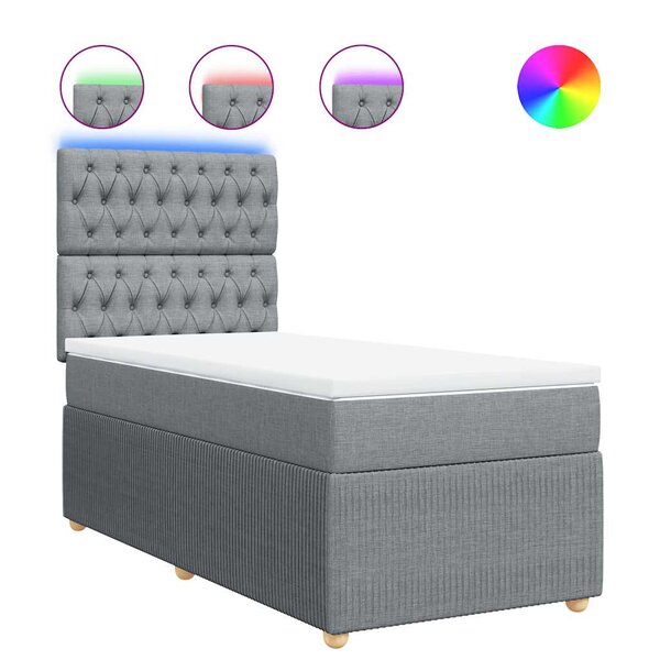 vidaXL Sommier à lattes de lit avec matelas Gris clair 100x200cm Tissu