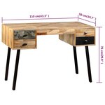 vidaXL Bureau Teck de récupération massif 110 x 50 x 76 cm
