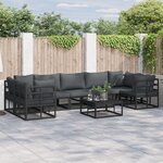 vidaXL Ensemble de canapé de jardin 7 Pièces Noir Aluminium