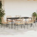 vidaXL Ensemble à manger jardin 7Pièces marron rpoly otin verre