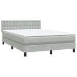 vidaXL Sommier à lattes de lit et matelas gris clair 160x220cm velours