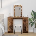 vidaXL Table de maquillage avec lumières LED Bois vieilli 102x33x135 cm