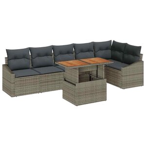 vidaXL Ensemble de canapé de jardin 7 Pièces Gris Poly rotin