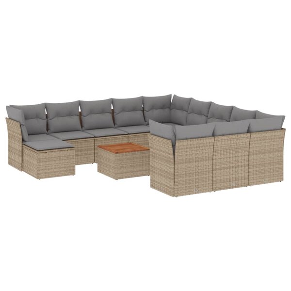 vidaXL Salon de jardin avec coussins 13 Pièces beige résine tressée