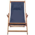 vidaXL Chaise pliable de plage Tissu et cadre en bois Bleu