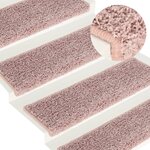 vidaXL Tapis d'escalier 15 Pièces 65x21x4 cm Blanc et rose