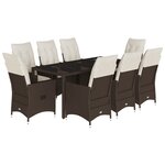 vidaXL Ensemble à manger de jardin et coussins 9 Pièces marron poly rotin