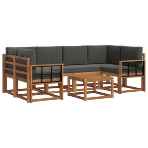 vidaXL Ensemble de canapés d'extérieur 7 pc Naturel et Anthracite