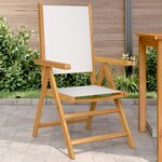 vidaXL Chaises de jardin lot de 2 blanc crème bois acacia massif tissu