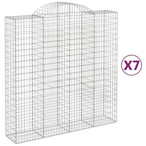 vidaXL Paniers à gabions arqués 7 Pièces 200x50x200/220 cm Fer galvanisé