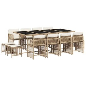 vidaXL Ensemble à manger de jardin et coussins 13 Pièces beige