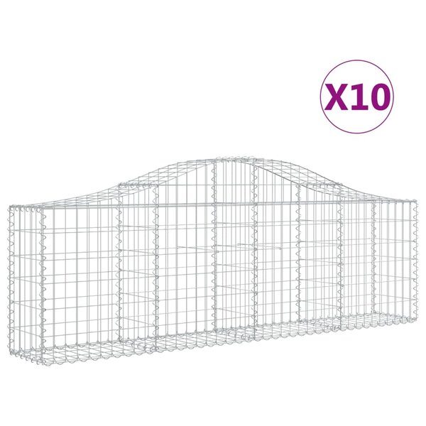 vidaXL Paniers à gabions arqués 10 Pièces 200x30x60/80 cm Fer galvanisé