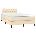 vidaXL Sommier à lattes de lit matelas et LED crème 120x190 cm tissu
