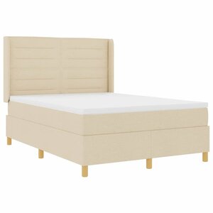 vidaXL Lit à ressorts avec bandes LED Crème 140 x 190 cm tissu
