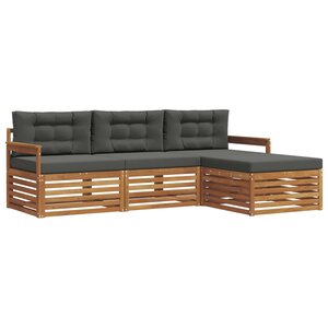 vidaXL Ensemble de canapés d'extérieur 4 pc Naturel et Anthracite