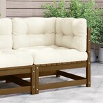 vidaXL Canapé d'angle de jardin avec coussins crème Bois de pin massif