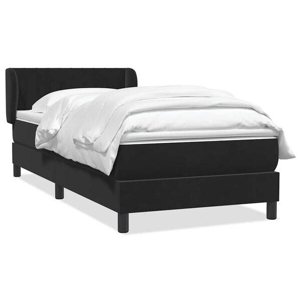 vidaXL Sommier à lattes de lit avec matelas noir 90x210 cm velours