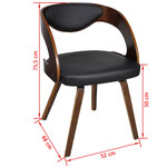 vidaXL Chaises à manger lot de 4 marron bois courbé et similicuir