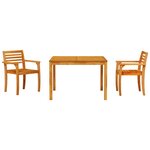 vidaXL Ensemble de salle à manger pour jardin 3 Pièces Marron
