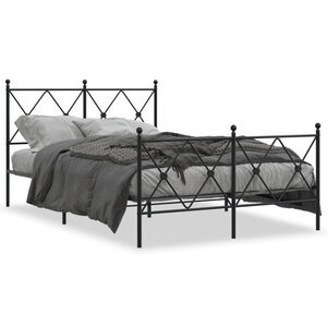 vidaXL Cadre de lit métal sans matelas avec pied de lit noir 120x190cm
