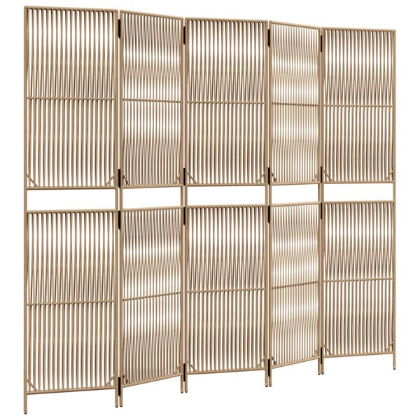 vidaXL Cloison de séparation 5 panneaux beige résine tressée
