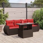 vidaXL Salon de jardin avec coussins 5Pièces marron résine tressée acacia