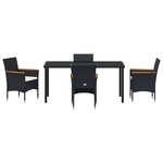 vidaXL Ensemble de salle à manger pour jardin 5 Pièces Noir Poly rotin