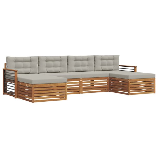 vidaXL Ensembles de canapés avec coussin 6 Pièces Gris Naturel et Clair