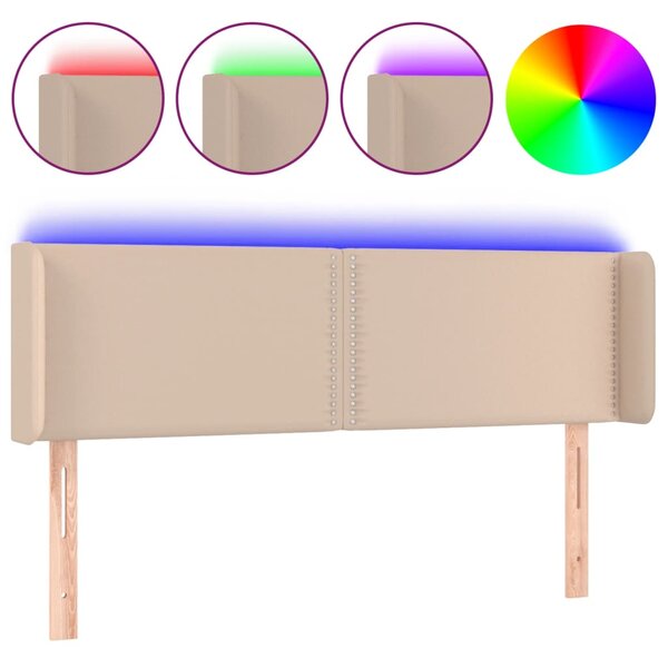 vidaXL Tête de lit à LED Cappuccino 147x16x78/88 cm Similicuir