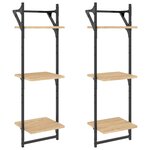vidaXL Étagères murales à 3 niveaux avec barres 2 Pièces chêne sonoma