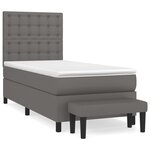 vidaXL Sommier à lattes de lit avec matelas Gris 90x190 cm Similicuir